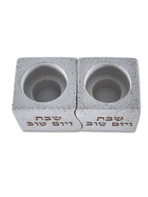 פמוטי אבן דגם אור - אבן משויש