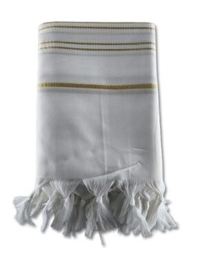 טלית אקרילן לבן-זהב דגם -אופיר
