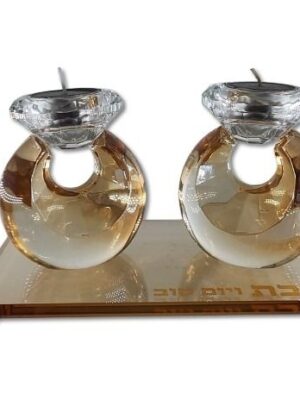 פמוטים לשבת דגם - טבעת כולל מגש